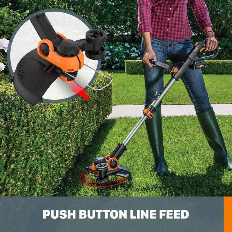 Worx Cordless GT3.0 String Trimmer & Edger - 20V PowerShare, 12" Cutting Width, Includes 2 Batteries & Charger!